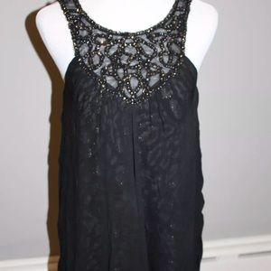 BCBG Black Sheer Leopard Print Dress